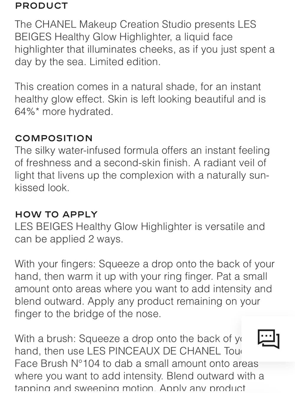 CHANEL LES BEIGES Healthy Glow Highlighter liquid blush in shade Summer Gleam